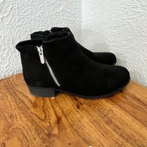 Black Suede Ankle Boots with Side Zip